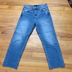 ABLE the straight leg jeans frayed raw hem 27